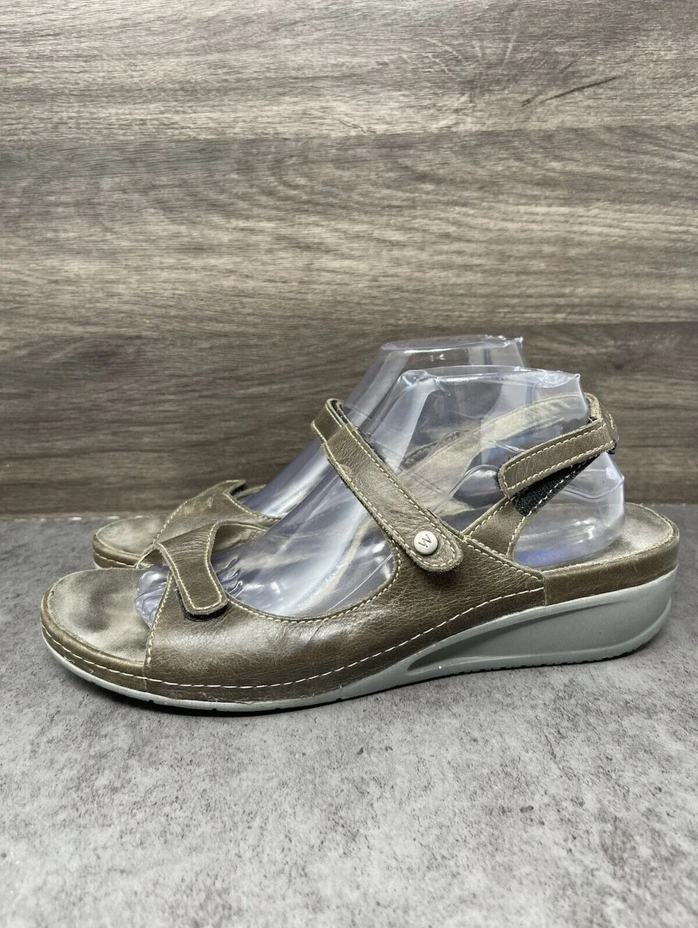 Wolky Tsunami Wedge Sandals Womens Size 12 (43) Inox Leather Strap
